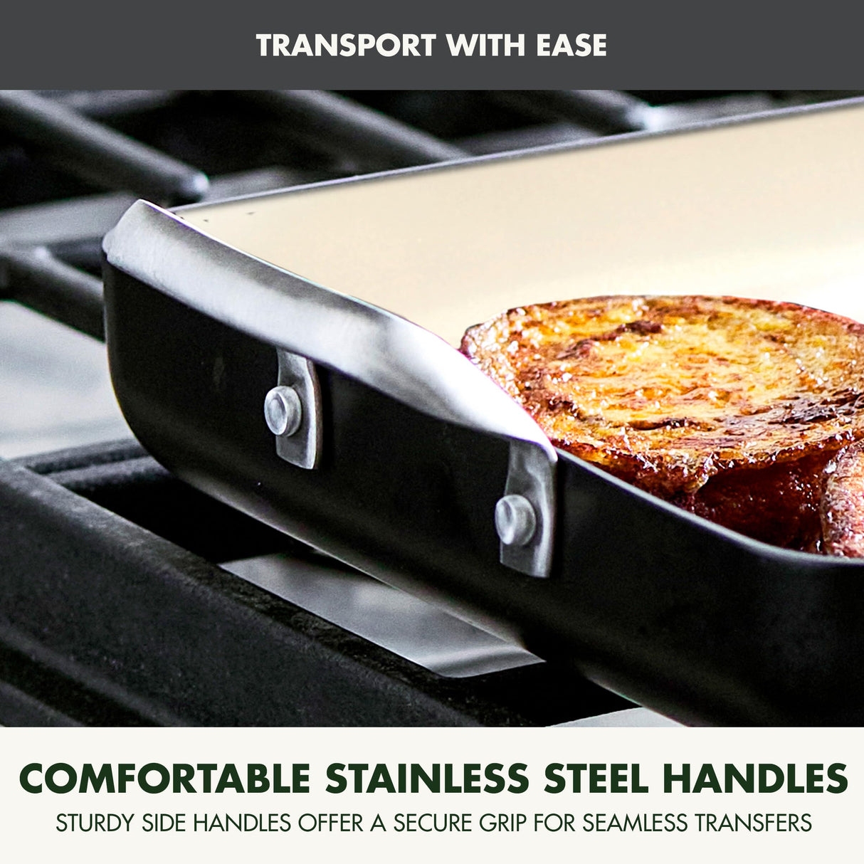 GreenPan 18" x 11" Double Burner Griddle Pan, Hard Anodized Healthy Ceramic Nonstick PFAS-Free, Stainless Steel Handles, Stovetop Cooking, Dishwasher Safe, Oven & Broiler Safe Cookware, Black GreenPan