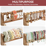 Emfogo Bracelet Holder, 4 Tier Bracelet Organizer Storage for Bracelets Bangles Watch Scrunchies, Rustic Wood Jewelry Organizer Display for Home, Vendors, Craft Shows and Store(Rustic Brown) Emfogo