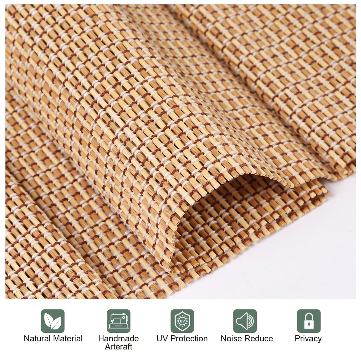 Sirocco Cordless Blackout Bamboo Roman Shades by Comzone Blinds - Easy Installation Natural Woven Wood Window Treatments Comzone Blinds