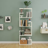 Manora 4 Tier Geometric Bookcase, S Shaped Bookshelf, Modern White Bookcase with Tall Display Shelves, Decorative Storage Shelf for Living Room and Bedroom Manora