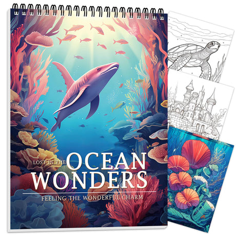 Ocean Adult Coloring Book for Women Spiral Bound, Adult Coloring Books for Women Relaxation, 30 Pages Thick Paper One Sided Design, Mindfulness Coloring Book for Adult, Gift for Adult to Relax CKMOREL