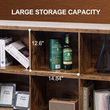 VAKATRELL 8 Cube Storage Organizer Bookshelf, Industrial Horizontal Bookcase, Accent Cubby Shelf, Media Console Table for Living Room, Home Storage, 63 Inches, Rustic Brown VAKATRELL