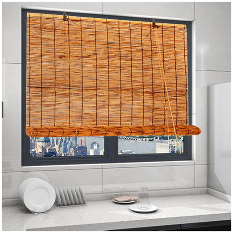 Bamboo Blinds for Windows, Bamboo Roman Roll Up Shades for Indoor/outdoor Patio, Light Filtering Bamboo Shades Privacy Screen Woven Blackout Curtains Cordless 48 60 64 66 72 84 96in High (Size : 20" VELLOW
