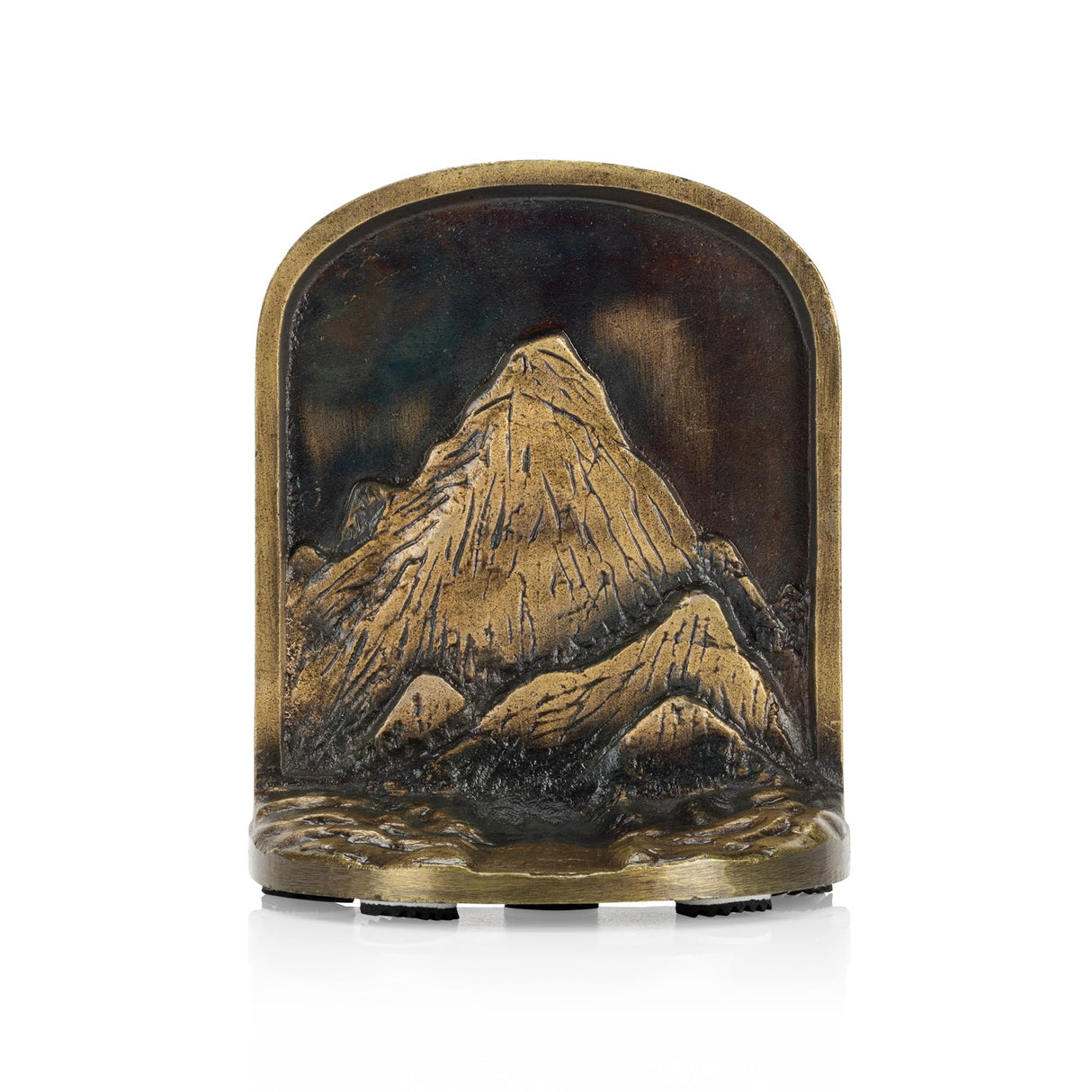 CRAFTSMAN ROAD Mountain Bookends Set, Antique Brass Book Ends, 2 Decorative Bookends for Shelves or Bookcase, Cast Iron Bookends, Stylish Brass Bookends, Non-Skid Anti-Slip Heavy Duty Bookends CRAFTSMAN ROAD