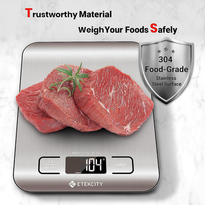 Etekcity Food Kitchen Scale, Digital Grams and Ounces for Weight Loss, Baking, Cooking, Keto and Meal Prep, LCD Display, Medium, 304 Stainless Steel