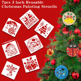 Wood Ornaments for Crafts, 20 Pcs Unfinished Wood Slice Predrilled with Hole Wooden Circles Christmas Craft Kits, Glow in The Dark DIY Ornament Decorating Art Kit with Xmas Painting Stencils Golabarell