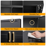 71" Tall Kitchen Storage Cabinet with Gold Handles, Metal Pantry Cabinets with 2 Doors, Food Pantry, Adjustable Shelves, Black Freestanding Pantry Cupboard for Dining Room, Kitchen -Assembly Required MetalMax