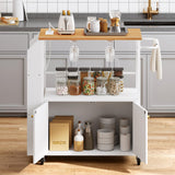 YITAHOME Kitchen Island Cart with Power Outlet, 33 Inch Mobile Kitchen Cart with Open Shelves, Rolling Portable Serving Utility Carts on Wheels with Storage for Kitchen, Dining Room, White YITAHOME