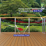 Deck Man 2 Pack Stainless Steel Cable Railing Posts 36inch Level Line Intermediate Post(2×2") for Deck Cable Railing System (Silvery, 36IN) Deck Man