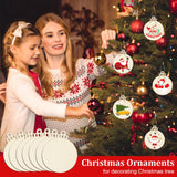 50 PCS Wooden Christmas Ornaments, 3 Inch DIY Wood Ornament for Crafts, Unfinished Wood Ornament to Paint, Blank Round Wooden Ornaments, Make Your Own Paintable Wood Slice MOWPOG