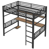 Harper & Bright Designs Full Size Metal Loft Bunk Bed Frame with Desk, Storage Shelf and LED Lights, Heavy-Duty Steel Full Loft Bedframe for Adults Kids Teens, Black Harper & Bright Designs