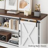 IDEALHOUSE Farmhouse Tv Stand for 65 Inch TVs, Entertainment Center with Sliding Barn Doors and Adjustable Shelf, Modern Storage Media TV Console TV Stand Table for Living Room, Bedroom, White IDEALHOUSE