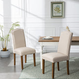 Snugway Stylish Upholstered Parsons Dining Chair with Nailhead Trim and Sturdy Solid Wood Legs, Beige, 6 Pcs Snugway