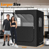 Tehanld 2 Person Portable Steam Sauna for Home, Upgraded 2 Steamer, 2 Foldable Chair & Remote Control (Black) Tehanld