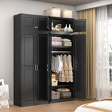 TIMELESS PIECES 86" Metal Wardrobe Cabinets,Black Armoire Wardrobe Closet with Hanging Rod,Clothes Storage Cabinet with Adjustable Shelves and Doors,Clothing Cabinet for Bedroom,Laundry Room TIMELESS PIECES