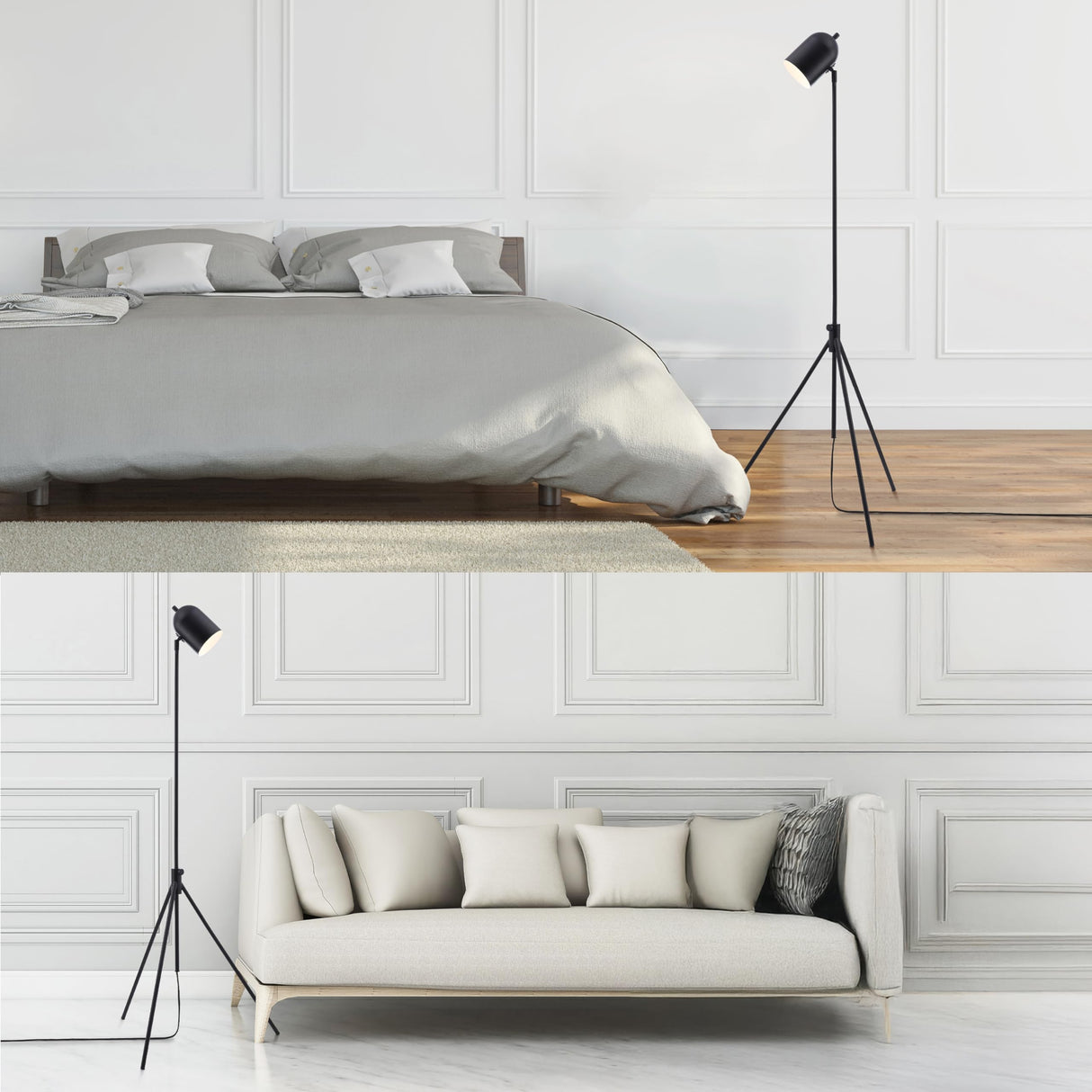 O'Bright Helios - Adjustable Tripod LED Floor Lamp, Dimmable, Swivel Head, Perfect for Reading and Task Lighting, Antique Brass O'Bright