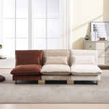 Hyfirm Small Modular Sofa Armless Loveseat, Modern 2-Seats Mini Sofa Couch with Pillows Convertible Love Seat with Gold Legs for Small Spaces Living Room, Beige Chenille Hyfirm