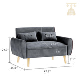 JAMFLY Sofa Set for Living Room 47'' Small Loveseat, Love Seat Couches Sofa Set for Small Spaces Bedroom Office Apartment (Dark Gray) JAMFLY