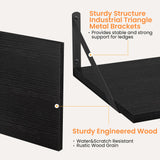 Heimlove Black Deep Floating Shelves for Wall, 16W x 12D Wood Wall Shelves Set of 2, Wide Floating Bookshelf for Living Room, Kitchen, Office, Bedroom and Decor Storage, with Metal Bracket - Black Heimlove