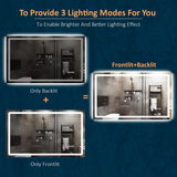 DURASPACE 60 x 36 inch Led Bathroom Mirror with Frontlit and Backlit,Dimmable Vanity Wall Mirror Anti-Fog Memory Mirrors for Bathroom Vanity (Vertical/Horizontal) DURASPACE