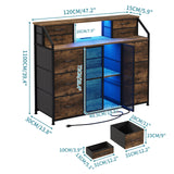 LUMTOK 10 Drawers Dresser, Drawer Dressers with Shelves, Door, Power Strip and LED Lights for Bedroom Living Room, Entryway, Closets (Rustic Brown) LUMTOK