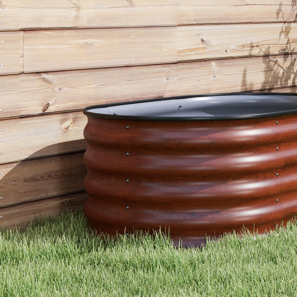 Outsunny 3.5' x 2' x 1.4' Galvanized Raised Garden Bed Kit, Outdoor Metal Elevated Planter Box with Safety Edging, Easy DIY Stock Tank for Growing Flowers, Herbs & Vegetables, Brown Outsunny