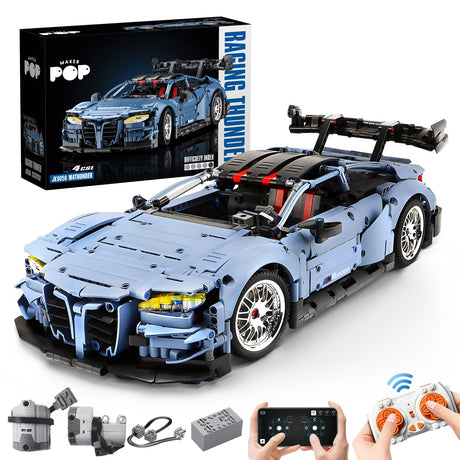 Remote Control Car Building Kit, 1:10 M4 Champion Racing Car Building Blocks and Challenge Construction Toys, Gift for Technical Enthusiasts Adults&Boys Age 14+, with Motors Light Battery (2280PCS) MOCBROPCS