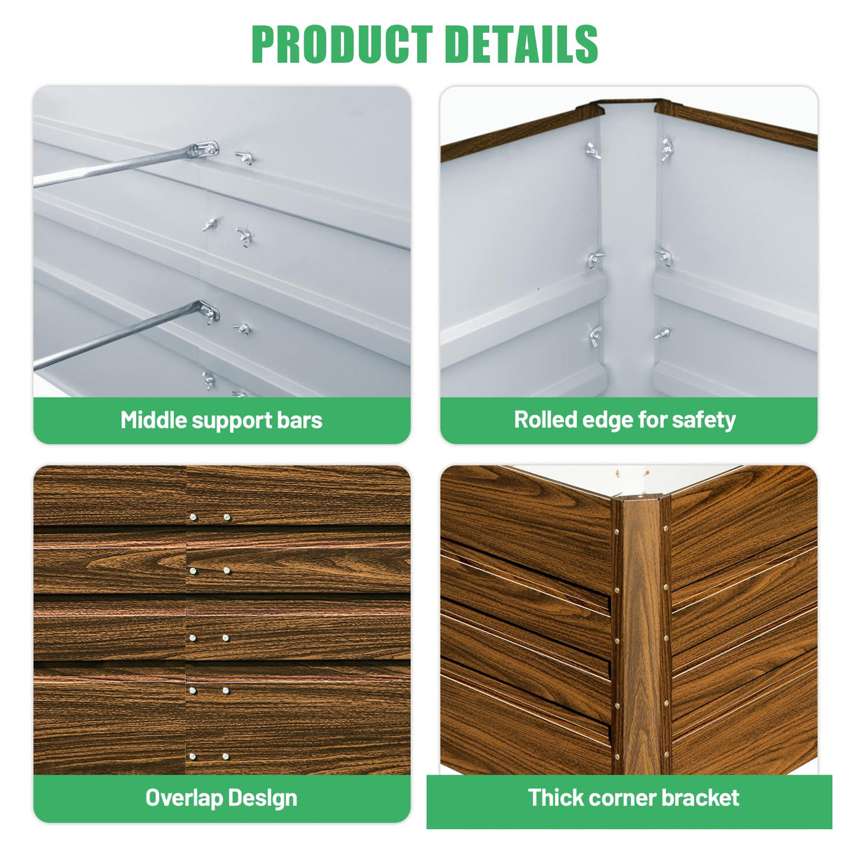 SnugNiture 2 Pcs 4x2x2FT Raised Garden Bed Galvanized Planter Garden Boxes Outdoor, Deep Root Planter Raised Bed for Vegetables Flowers Herbs,Brown SnugNiture