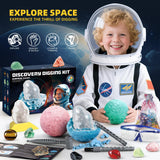 Woumserta Gemstone Dig Kits, Space Science Kits for Kids Age 6-7 8-12, Gem & Geodes Collcetion Kit Toys for Boys Girls, Rock Gifts for 6 7 8 9 Year Old Boys Girls Birthday Gift Woumserta