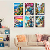 Diamond Art Kits for Adults Beginner 6 Pack Mediterranean Coastal Scenery Diamond Painting Kits 5D Diamond Dots Gem Art Crafts with Tools Round Full Drill Funny Crafts for Home Wall Decor&Gift 10x14in Fairyland JinWenn