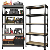 PrimeZone 32"W x 16"D x 63" H Storage Shelves - 2 Pack 5 Tier Adjustable Garage Storage Shelving, Heavy Duty Metal Storage Organizer Utility Rack Shelf Unit for Warehouse Pantry Closet Kitchen, Black PrimeZone