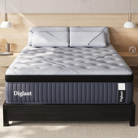 DIGLANT King Mattress, 14Inch Medium King Hybrid Mattress,Cooling Gel Memory Foam & 7-Zone Individual Pocket Springs, King Size in Box for Supportive & Pressure Relief,76 x 80 DIGLANT