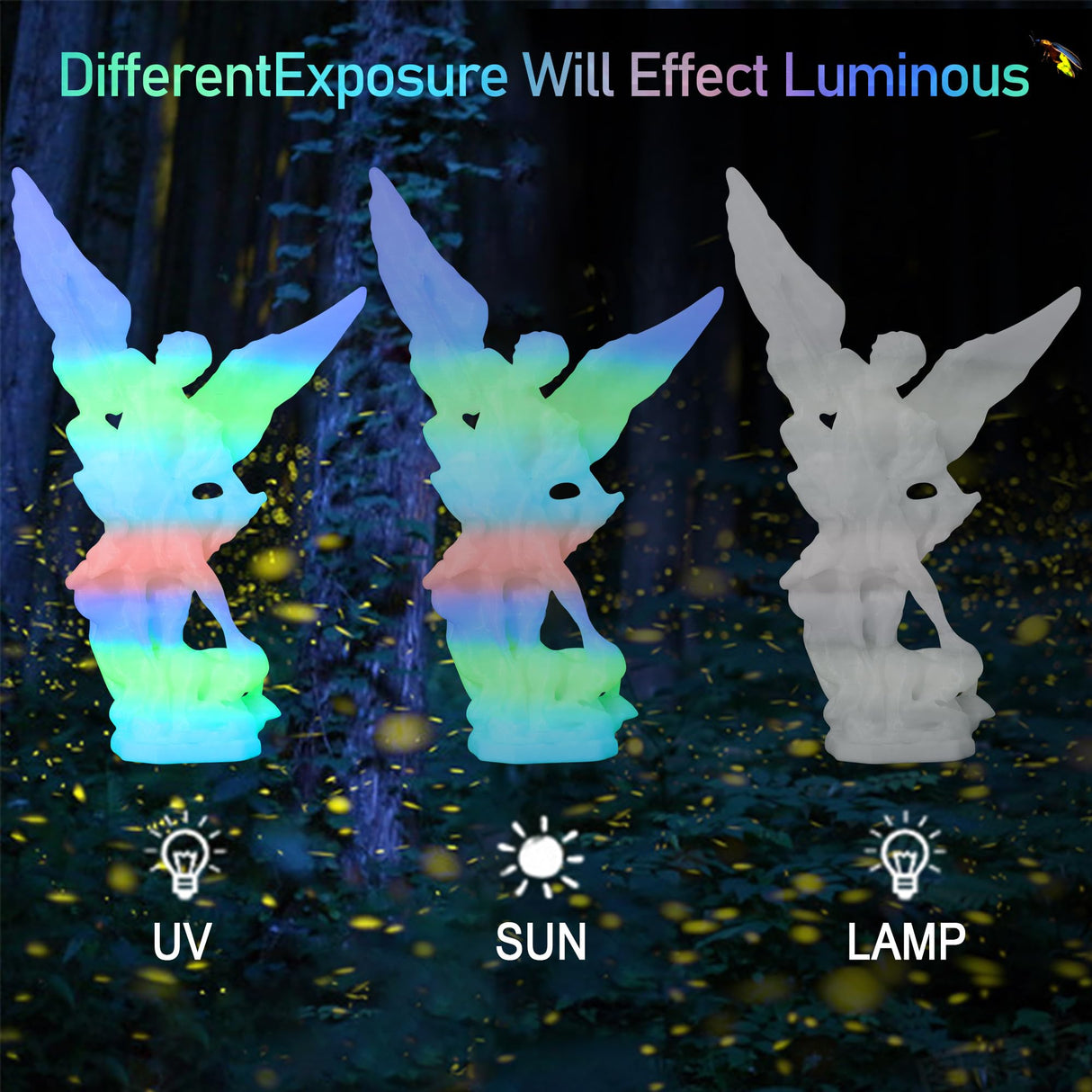 MIKA3D Glow in Dark PLA 3D Printer Filament Bundle, Glowing in Dark Fluorescent Green, Blue, Purple, Rainbow, Each Spool 0.25kg, 4 Spools, Total 1KG Dark Fluorescent PLA Multicolor Packed 250g X 4 MIKA3D