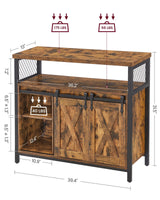 VASAGLE Buffet Cabinet, Storage Cabinet, Sideboard with 2 Sliding Barn Doors, Adjustable Shelves, 13 x 39.4 x 31.5 Inches, for Living Room, Rustic VASAGLE