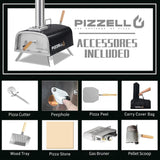 PIZZELLO 12" Outdoor Pizza Oven Propane & Wood Fired Pizza Maker Multi-Fuel Pizza Ovens with Gas Burner, Wood Tray, Stone, Pizza Peel, Cover, Forte Gas (Black) PIZZELLO