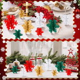 Wenqik 16 Pcs Winter Wooden Snowflake Decor Christmas Winter Snowflake Tabletop Decorations 3D Snowflake Table Signs Standing Centerpiece Tiered Tray Decorations for Party(Gold, White, Green, Red) Wenqik