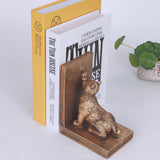 Book Ends for Shelves to Hold Books Heavy Duty,Decorative Bookend for Bookshelf Décor,Cute Animal Cat Book Stopper Cat Statues for Home, Office Desk Decoration,1pair Mervkis