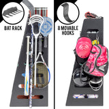 GoSports Premium Wooden Sports Equipment Organizer with Storage Hooks - Golf Bag Rack and Multi-Sport Ball Bin for Garage GoSports