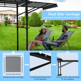 Tangkula 13.5x4 Ft Grill Gazebo with Dual Side Awnings, Double Tiered BBQ Gazebo with 2 Side Shelves, Heavy-Duty Steel Frame, CPAI-84 Barbecue Grill Gazebo Shelter for Patio, Garden, Beach, Terrace Tangkula