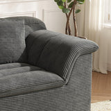 44" Modern Sectional Sofa, Upholstered Corduroy Cloud Couch with Deep Seat, Comfy Boneless Loveseat for Living Room, No Assembly Required, Dark Gray, Right Side SUNG7