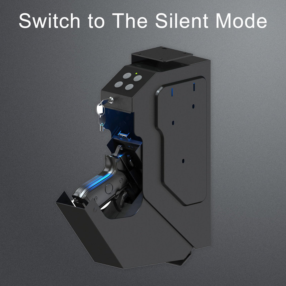 VERPROOF Gun Safe Quick Access Handgun Firearm Safes for Pistols Drop Down Single Gun Safety for Nightstand Wall Mount Bedside Desk Vehicle Bed Personal Safe with Keypad Lock and Key Lock VERPROOF