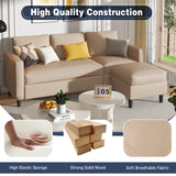 Shintenchi Small Sectional Sofa Couch,3 Seat L Shape Sofas with Ottoman,Upholstered Fabric Convertible Sofa Couches,Small Couches for Apartments, Living Room and Office (Beige) Shintenchi