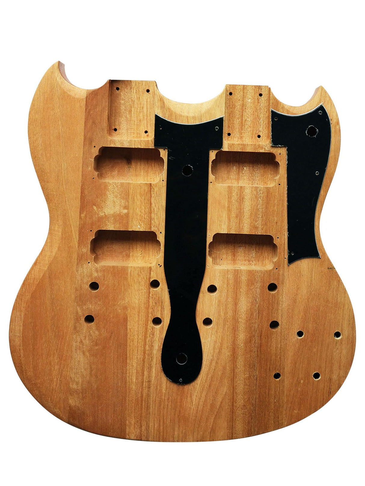 DIY Unfinished Electric Guitar Kit Double Guitar Neck and Body with Mahogany Body Mahogany Neck DYED Poplar Laminated Fingerboard Chrome Hardware with All Accessories Build Your Own Guitar sdwu&tong