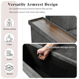 Merax Modular Sectional Sleeper Sofa with Pull Out Bed and Storage Seats, Modern L Shaped Couch & Multifunctional Wide Armrest for Living Room, Apartments, Office, Grey Merax