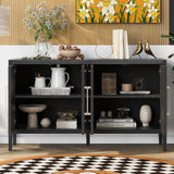 LUMISOL Kitchen Sideboard Buffet Cabinet for Storage with 4 Doors Solid Wood Sideboard Cabinet for Hallway Entryway with Wood Grain Design Farmhouse LUMISOL