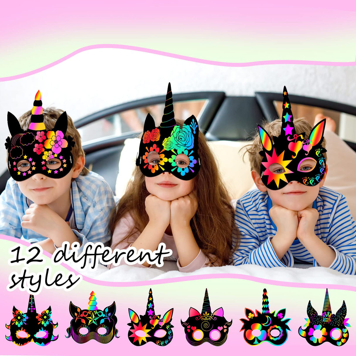 48 Pcs Unicorn Scratch Cards for Kids Rainbow Spring Scratch Crafts 12 Styles Scratch Off Unicorn Party Favors for DIY Crafts Home Decoration Art Project Games Sratte