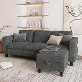 Couch for Living Room - Small Space Couches Sectional L-Shaped Sofa, 3 Seat Modern Couch, Sofas Convertible with Storage Ottoman for Small Space, Bedroom, Offices and Apartments - Grey Grzyhem