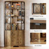 Tribesigns 76-Inch Tall Corner Cabinet, 7-Tier Industrial Corner Bookshelf Bookcase with Storage Rack, Freestanding Display Shelving Unit for Living Room, Kitchen, Home, Brown Tribesigns