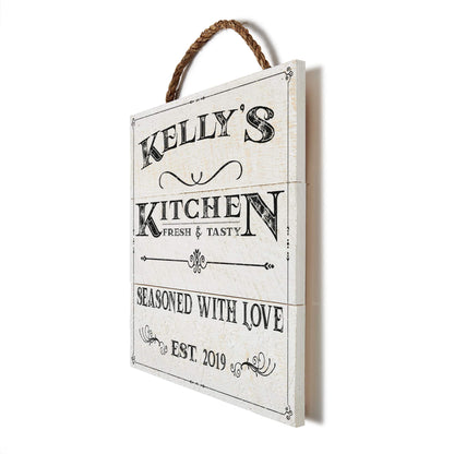 Artblox Personalized Kitchen Signs Custom Wood Sign Printed On Real Pine Wood Kitchen Wall Decor Personalized Gifts For Wife Christmas Gift Ideas Rustic Home Decor Customized Gifts - WoodArtSupply