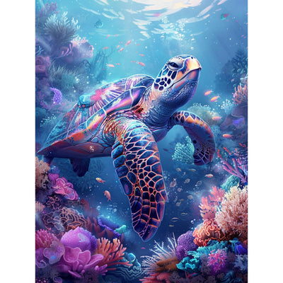 NEWENMO Turtle Diamonds Painting Kits for Adults Beginner DIY 5D Coral Diamond Art Paint with Round Diamonds, Full Drill Gem Art Tropical Fish Diamonds Art Painting for Home Wall Decor 12x16 Inch